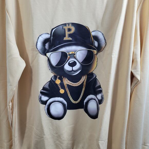 Men Screen Print Design Yellow Pull Over Active Shirt Size M 3826-1305 - Picture 2 of 6